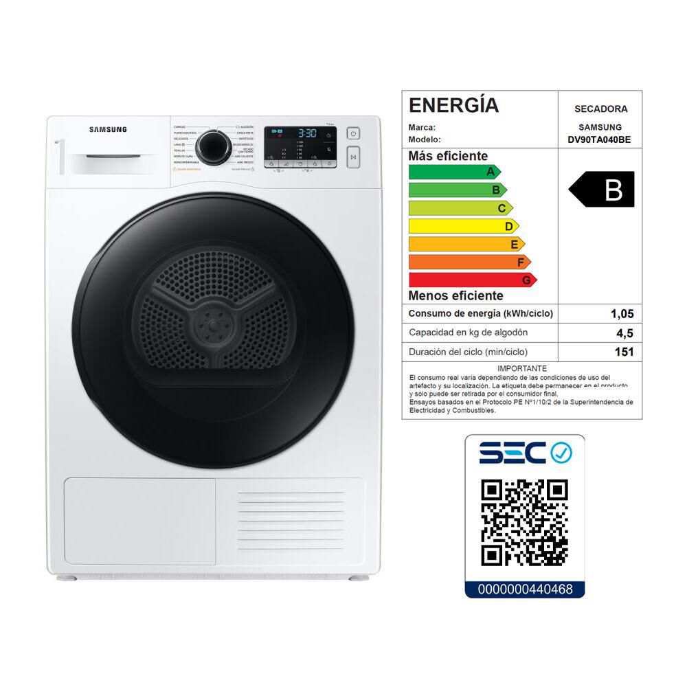 Secadora Samsung DV90TA040BE/ZS / 9 Kg image number 5.0